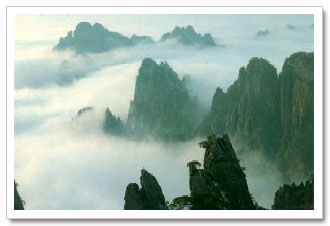 The mist shrouded Yellow Mountains of China